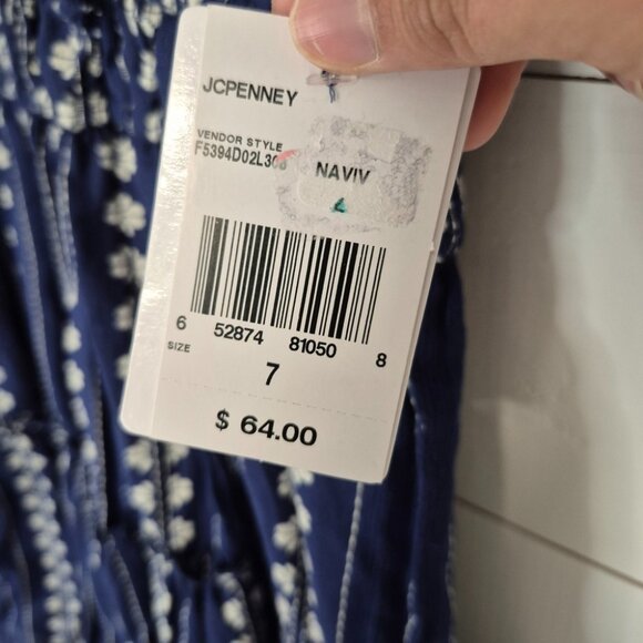 Speechless Kids Navy Dress Size 7 Short Puff Sleeves Elastic Waist - Picture 4 of 7